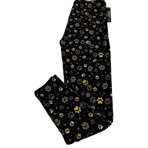 LEGGINGS DEPOT FULL LENGTH STRAIGHT LEG LEGGINGS, WOMENS-3XL-5XL-BLACK PAW PRINT - Picture 4 of 9